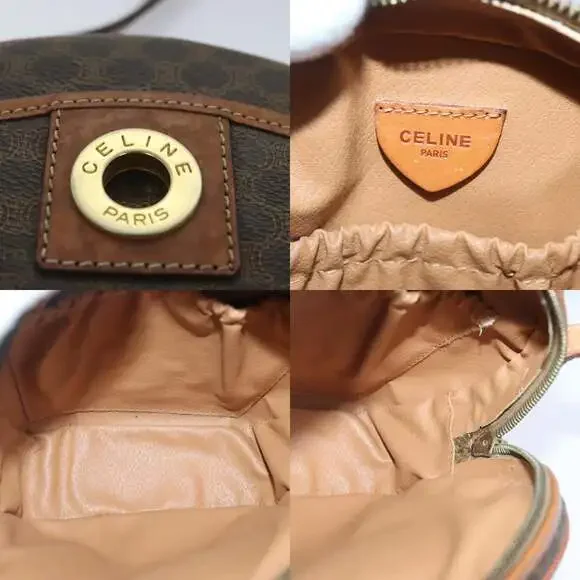 CELINE Macadam Canvas Shoulder Bag Pvc Leather Brown Gold - Picture 11 of 12